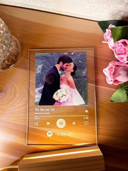 Музыкальный постер в дизайне Spotify с подсветкой теплой белой PLA5 фото