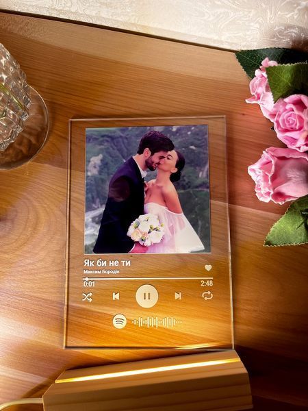 Музыкальный постер в дизайне Spotify с подсветкой теплой белой PLA5 фото