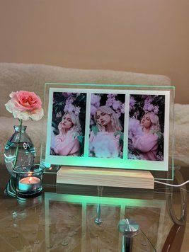 Стеклянный постер с разноцветной подсветкой. Дизайн Polaroid. Размер А4 PA4TB фото