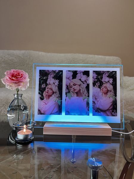Стеклянный постер с разноцветной подсветкой. Дизайн Polaroid. Размер А4 PA4TB фото