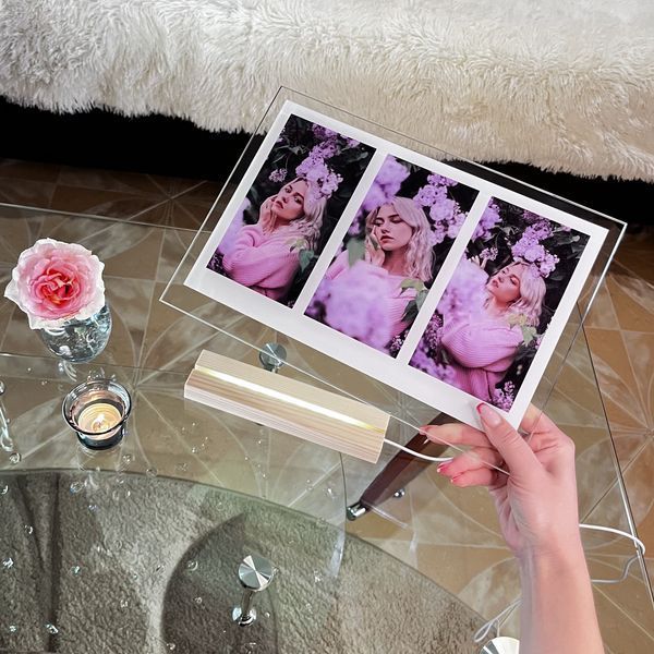Стеклянный постер с разноцветной подсветкой. Дизайн Polaroid. Размер А4 PA4TB фото