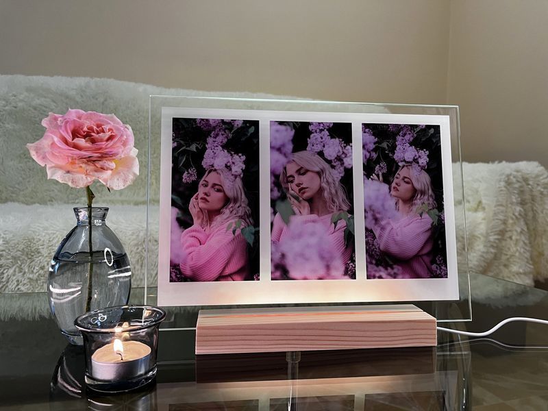 Стеклянный постер с разноцветной подсветкой. Дизайн Polaroid. Размер А4 PA4TB фото