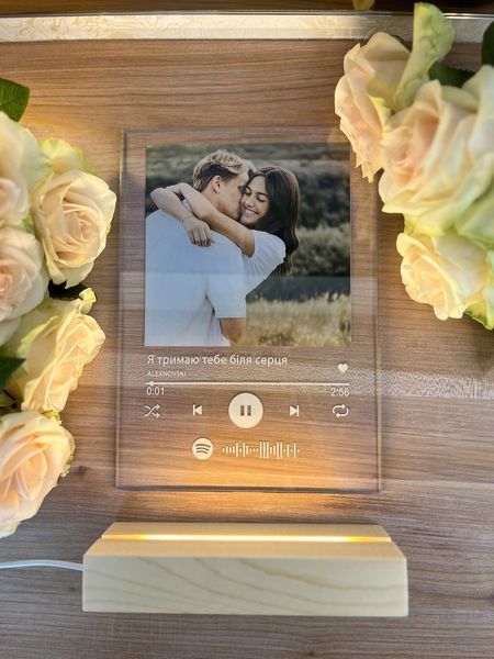 Музыкальный постер на стекле с теплой белой подсветкой. Дизайн Spotify PLA5 фото
