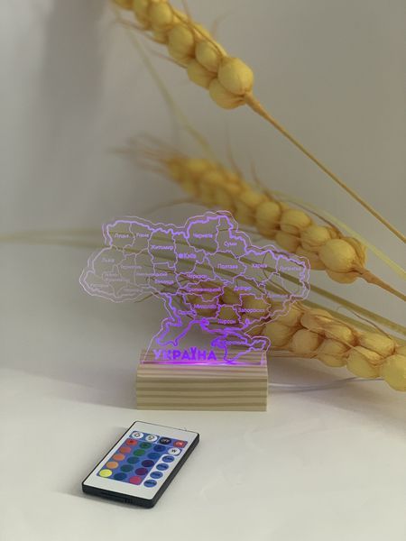 Ночник карта Украины с цветной RGB подсветкой 18*13см + пульт для управления MU120 фото
