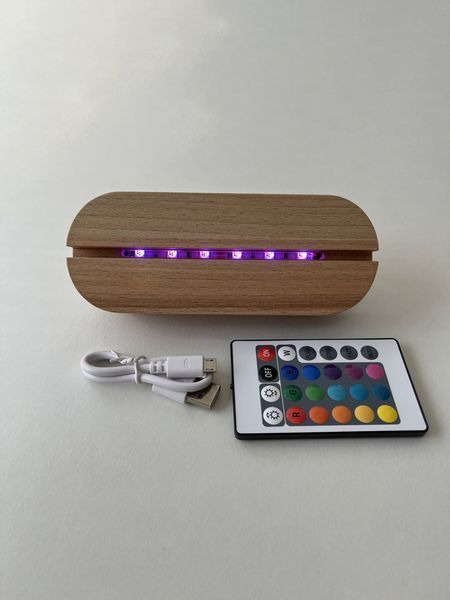 Подставка деревянная со встроенным аккумулятором и RGB подсветкой для акрила или стекла. 2598394887 фото