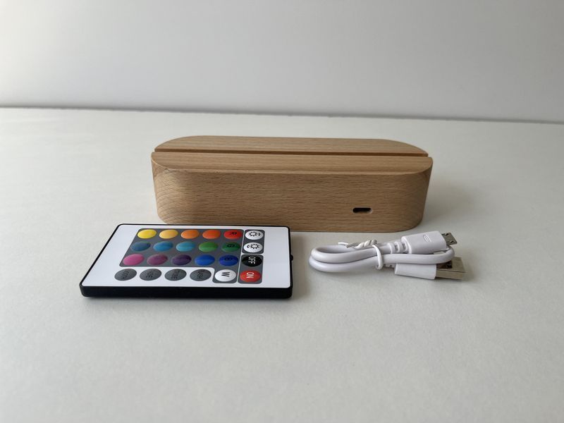 Подставка деревянная со встроенным аккумулятором и RGB подсветкой для акрила или стекла. 2598394887 фото