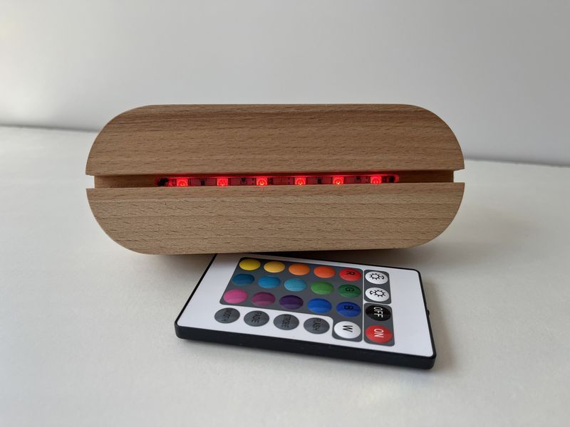 Подставка деревянная со встроенным аккумулятором и RGB подсветкой для акрила или стекла. 2598394887 фото
